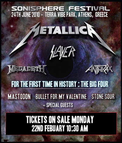 Metallica, Slayer, Megadeth, Anthrax μαζί επί σκηνής στην Αθήνα!