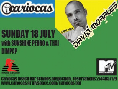 Ο Dj Superstar David Morales στο Cariocas Beach Bar αυτή την Κυριακή 18 Ιουλίου στις 16:00!