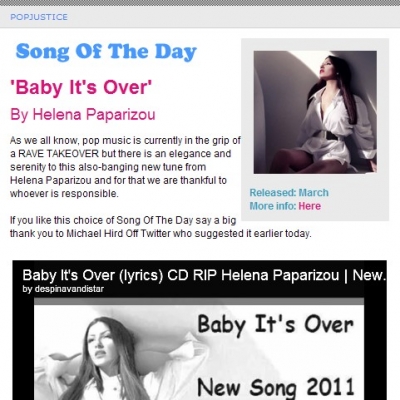 Η Έλενα Παπαρίζου στο popjustice.com!