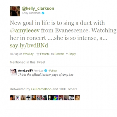 Kelly Clarkson : «Ο νέος στόχος της ζωής μου είναι να τραγουδήσω ντουέτο με την Amy Lee!»